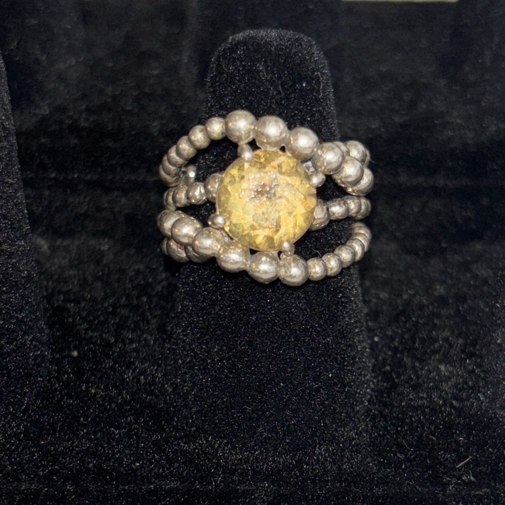 Michael Dawkins Silver Ring with Yellow Gemstone
